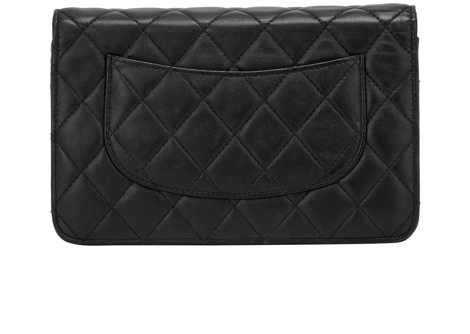 Classic Wallet On Chain, &pound;1,500, Handbags, Black, Lambskin Leather, Back view